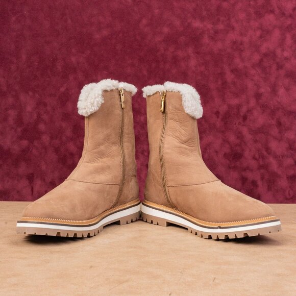 Aquatalia Women Helana Weatherproof Brown Suede Faux Fur Narrow Slim Boots sz 8 - Picture 3 of 8